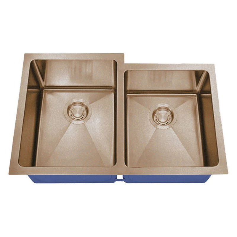 Dakota Sinks DSM-6040-1 Signature M-Series 30 3/4 Inch Micro Radius 60/40 Offset Double Bowl Undermount Kitchen Sink with Bottom Grid - Poukt