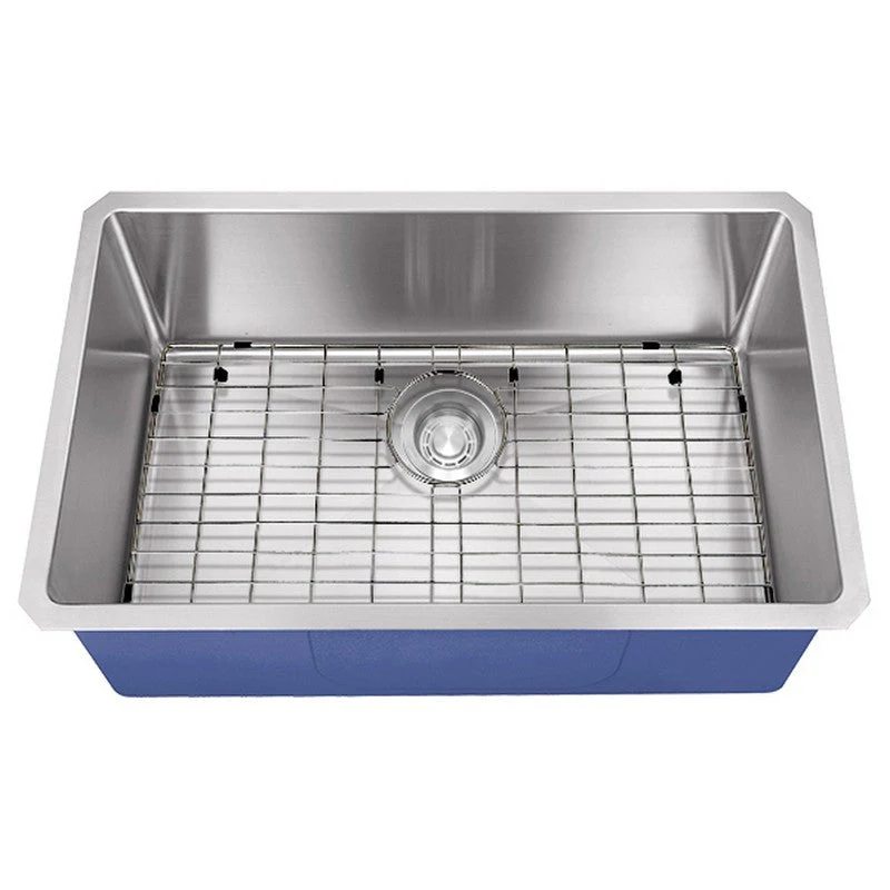 Dakota Sinks DSM-3018 Signature M-Series 30 Inch Micro Radius Single D-Bowl Undermount Kitchen Sink with Bottom Grid - Poukt