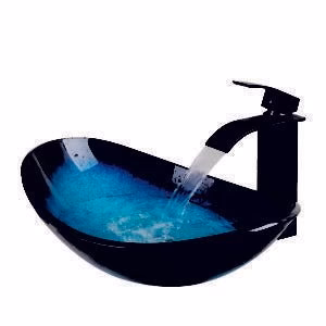 Dakota Sinks DSE-TGV01 Signature Elements Series 21 5/8 Inch Tempered Glass Single Bowl Oval Bathroom Vessel Sink - Poukt