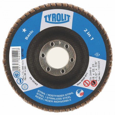 Tyrolit BASIC 2 in 1 Zirconia Flap Discs for Steel and Stainless Steel-Type 29 (Pack of 10) - Poukt