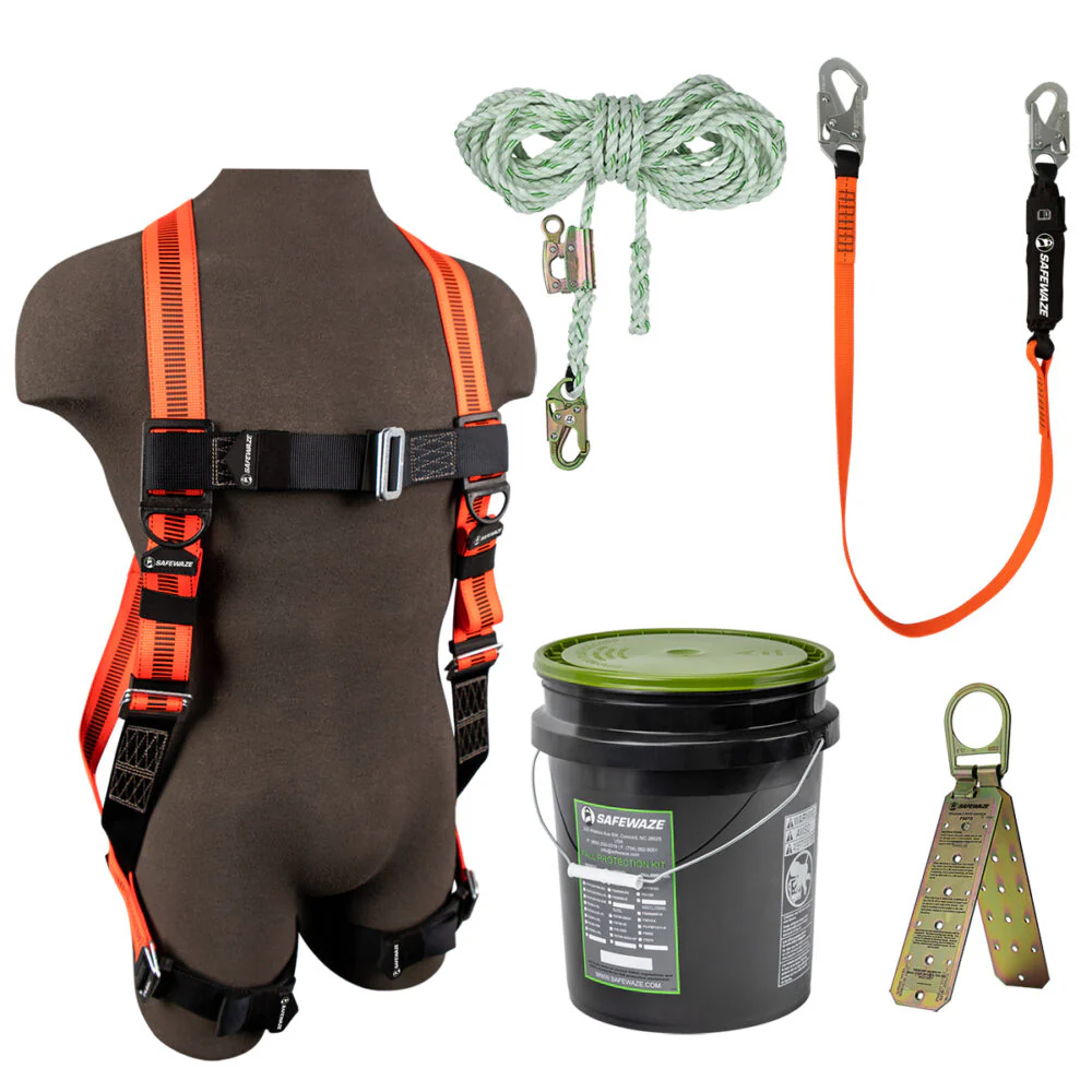 V-Line Bucket Roof Kit: FS99280-E Harness, FS700-50GA VLL, FS88560-E Lanyard, FS870 Anchor - Poukt