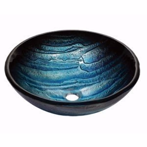 Dakota Sinks DSE-TGV02 Signature Elements Series 16 1/2 Inch Tempered Glass Single Bowl Round Bathroom Vessel Sink - Poukt