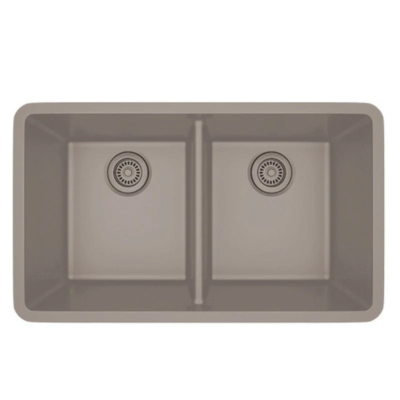 Dakota Sinks GSE-QC5050LD-BE Builders Elements Series 32 Inch Quartz Composite 50/50 Low Divide Double Bowl Undermount Kitchen Sink - Poukt