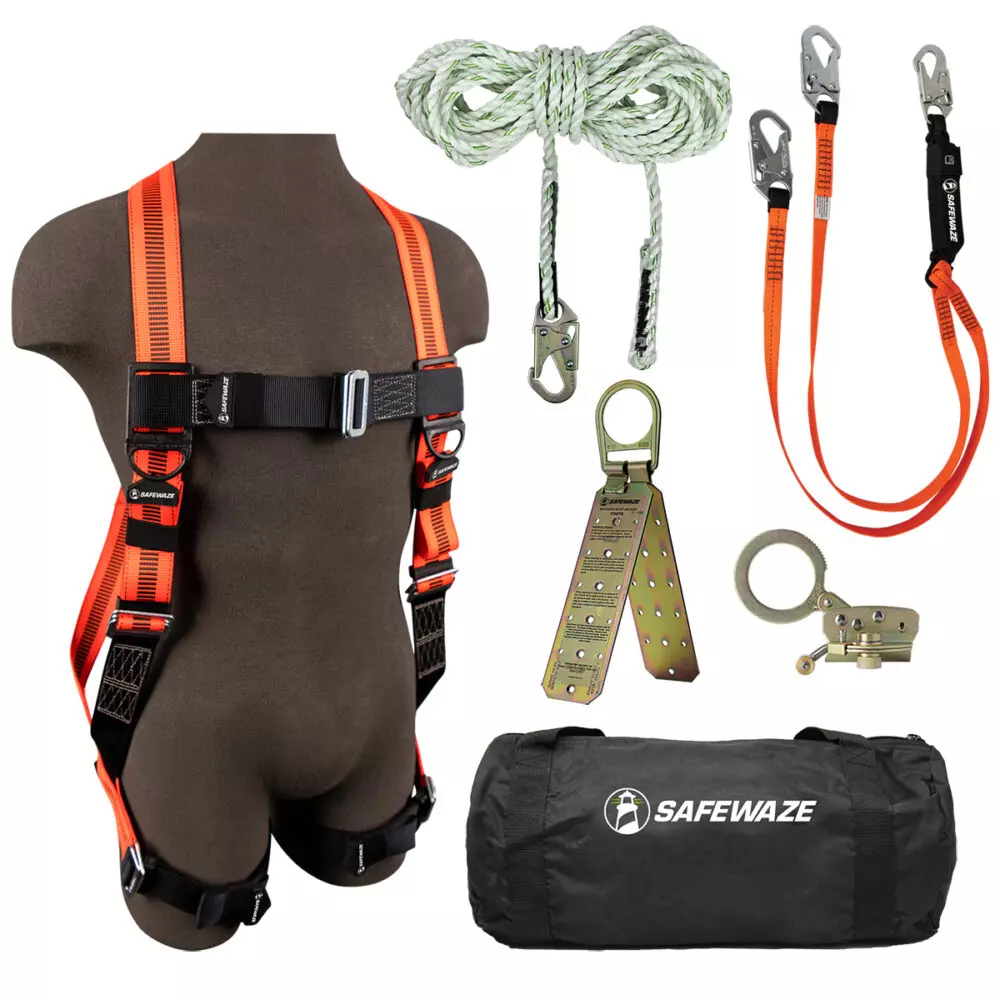 V-Line Bag Roof Kit: FS99280-E Harness, FS700-50 VLL, FS1120 Grab, FS88561-E Lanyard, FS870 Anchor, FS8150 Bag - Poukt
