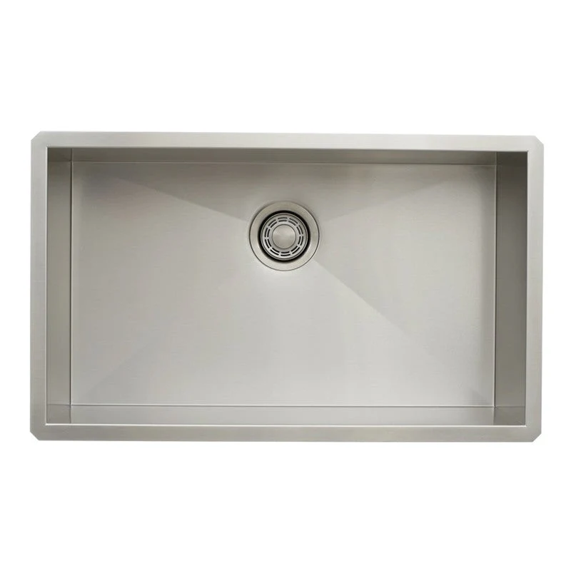 Dakota Sinks DSZ-3018 Signature Z-Series 30 Inch Zero Radius Single Bowl Undermount Stainless Steel Kitchen Sink with Bottom Grid - Poukt
