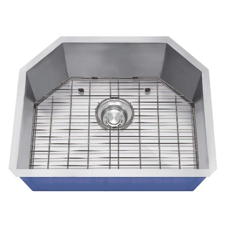 Dakota Sinks DSZ-2321 Signature Z-Series 23 Inch Zero Radius Single D-Bowl Undermount Stainless Steel Kitchen Sink with Bottom Grid - Poukt
