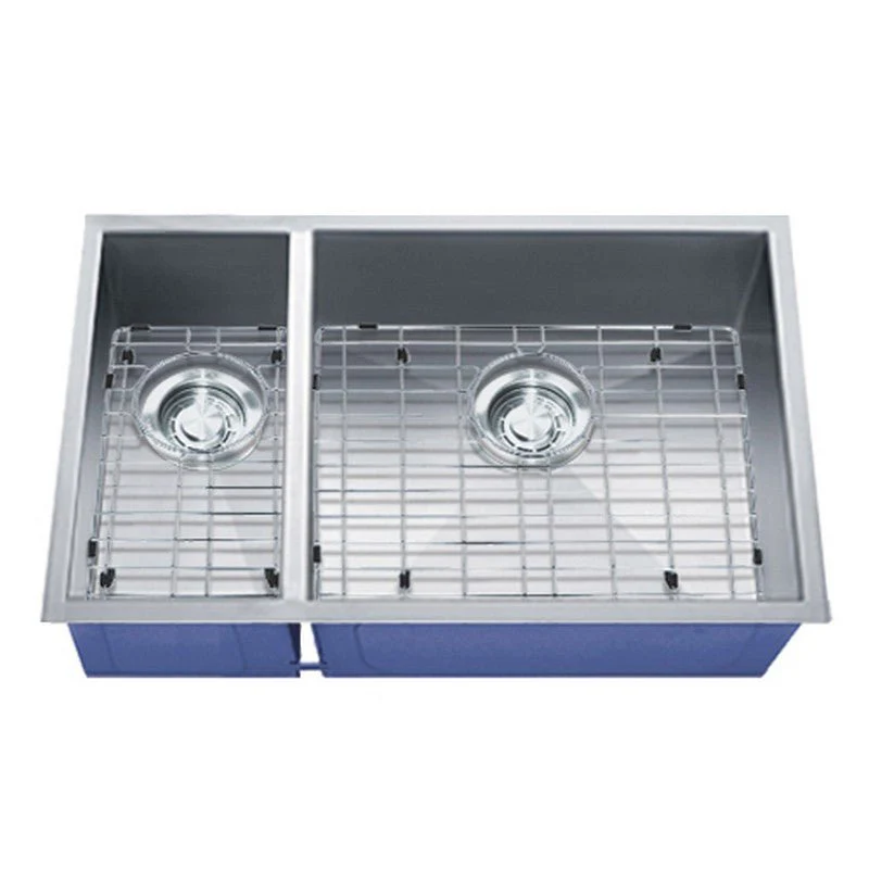 Dakota Sinks DSZ-3070 Signature Z-Series 32 Inch Zero Radius 30/70 Double Bowl Undermount Stainless Steel Kitchen Sink with Bottom Grid - Poukt
