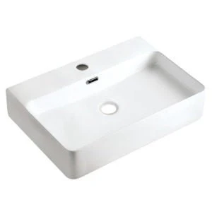 Dakota Sinks DSE-VCTM00W Signature Elements Series 23 5/8 Inch Vitreous China Top Mount Single Bowl White Rectangle Bathroom Vessel Sink - Poukt