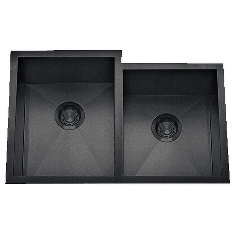 Dakota Sinks DSZ-6040-1 Signature Z-Series 30 3/4 Inch Zero Radius 60/40 Offset Double Bowl Undermount Stainless Steel Kitchen Sink with Bottom Grid - Poukt