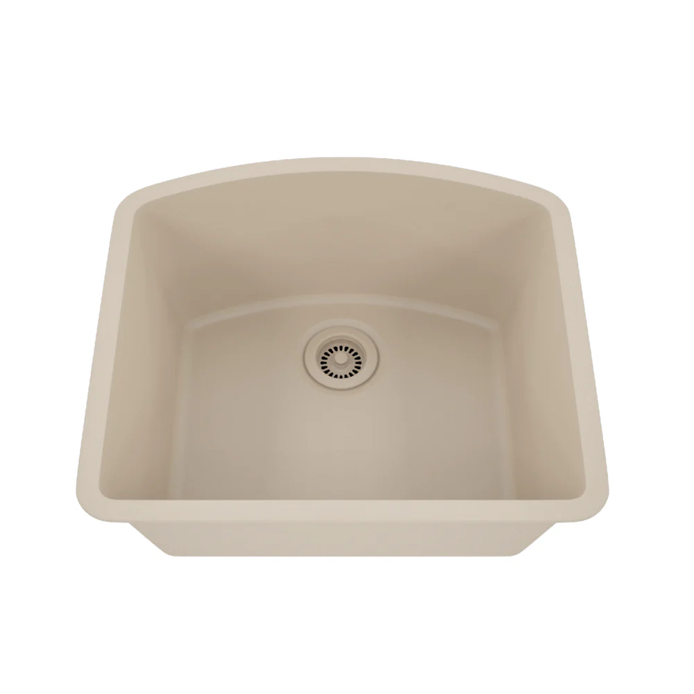 Dakota Sinks GSE-QC2321-BE Builders Elements Series 23 Inch Quartz Composite Single D-Bowl Undermount Kitchen Sink - Poukt