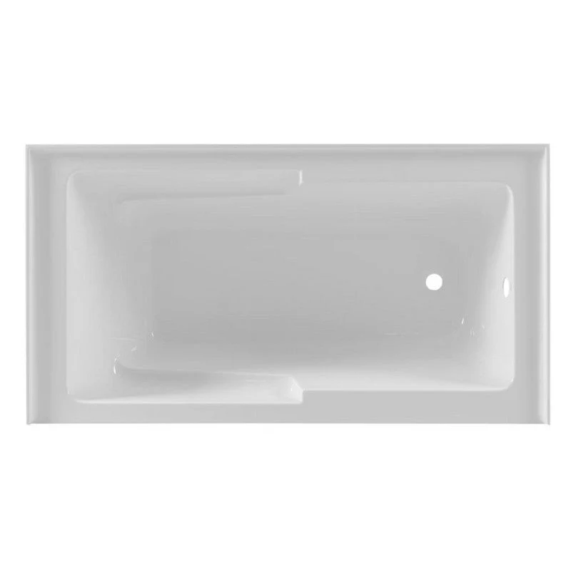 Dakota Sinks DST-ALLC01W Signature 60 x 32 Inch Alcove Rectangle Soaker Acrylic Bathtub with Lumbar Support, Armrests and Integral Skirt - White - Poukt