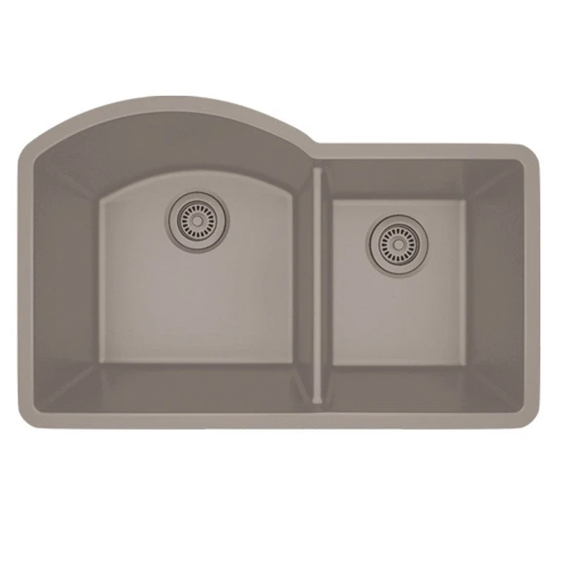 Dakota Sinks GSE-QC7030LD-BE Builders Elements Series 32 Inch Quartz Composite 70/30 Low Divide Double Bowl Undermount Kitchen Sink - Poukt