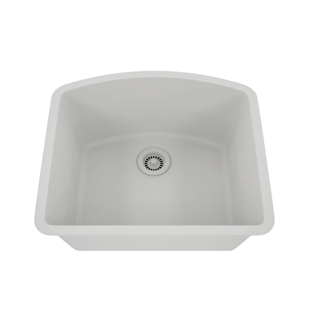 Dakota Sinks GSE-QC2321-BE Builders Elements Series 23 Inch Quartz Composite Single D-Bowl Undermount Kitchen Sink - Poukt