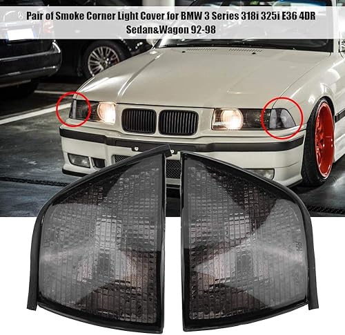 Miyinla Couverture d'angle Lanterne Paire de Abat-jour Couvercles de Feux d'angle pour 3 Series 318i 325i E36 4DR Sedan&Wagon 1992-1998 (Gauche et Droite) - Poukt