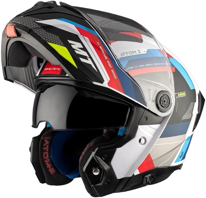 DOBLE XX MT Helmets Atom 2 Bast A0 Casque modulaire avec lunettes solaires, unisexe, homologué P/J (M 57/58) - Poukt