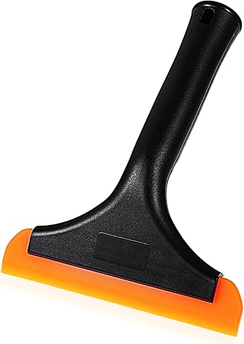 1 petite raclette en silicone souple multifonction pour pare-brise de voiture avec lame de 15 cm pour porte en verre miroir (noir orange) - Poukt