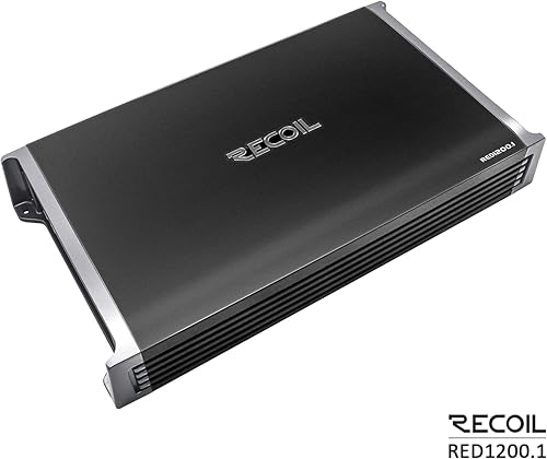 RECOIL RED1200-1 Amplificateur de caisson de basses monobloc audio de voiture de classe D de 2 500 watts, stable à 1 ohm, bouton de basse à distance inclus - Poukt