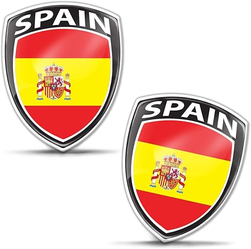 Biomar Labs® 2 x 3D Flexibles Autocollant Badge Stickers Drapeau National Espagne Espagnol Spain Emblème Voiture Auto Moto F 153 - Poukt