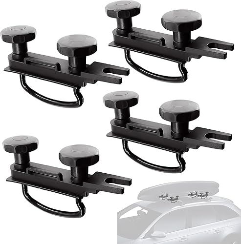 Focenat 4 Kit de Fixation pour Coffre de Toit, Supports de Fixation pour Coffre de Toit, U-boulons en Acier Inoxydable, Accessoires Montage Universel pour Coffre de Toit avec 8 Contre-écrous - Poukt