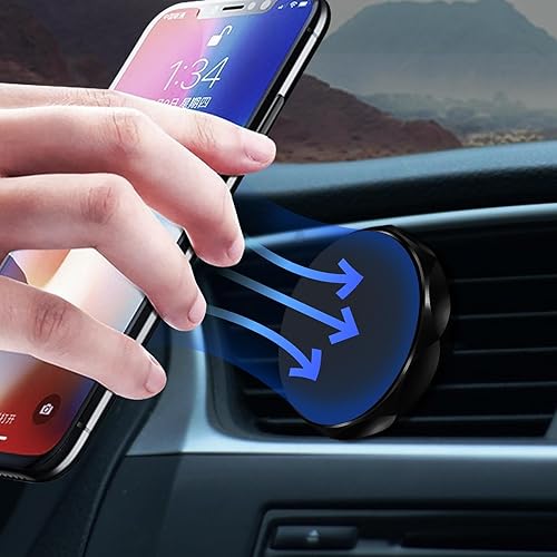 Support magnétique pour l'évent de voitures | Porte-téléphone portable pour les voitures - Accessoires Téléphone avec assemblage rapide, aimants puissants sans interférence, plaques métalliques inclus - Poukt