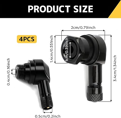 Ensemble de 4 Adaptateurs de Valve d'angle à 90 Degrés en Alliage d'Aluminium pour Maintenir et Détecter la Pression des Pneus, Accessoire Pratique pour Motos et Voitures - Poukt