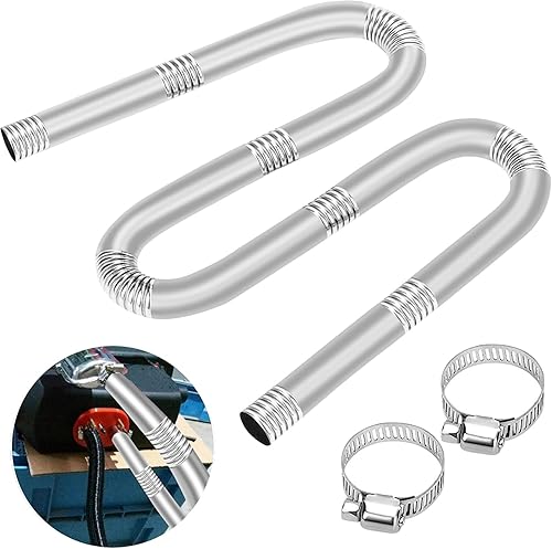 Tuyau d'échappement, Flexible Pour Echappement 120/200 /300 cm avec 2 Colliers en Acier IOnoxydable, Portable Flexible Tuyau d'échappement en Acier Inoxydable, Tuyau Chauffage Diesel Voiture(120CM) - Poukt