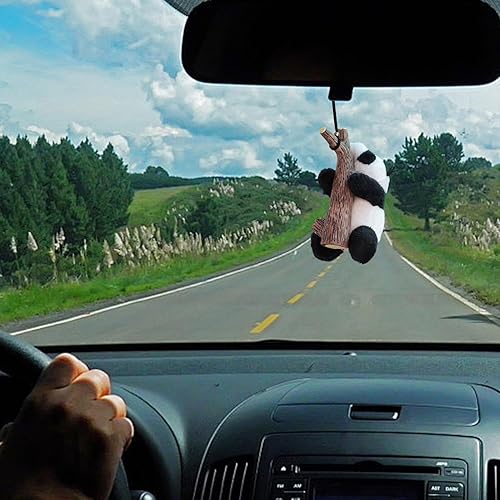 Rétroviseur Panda en Peluche, Pendentif Panda oscillant, en Peluche en Forme de Panda, Ornement à Suspendre pour Voiture, Accessoires d'intérieur de Voiture, décoration pour Sacs, Sacs à Dos - Poukt