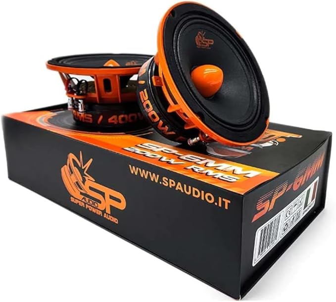 KIT Set pour SP Audio SP6MM 2 Haut-parleurs midrange 16,5 cm 165 mm 6,5' de diamètre, 200 Watts rms 400 Watts Max, impédance 4 ohm, sensibilité 98,1 DB, par Paire - Poukt