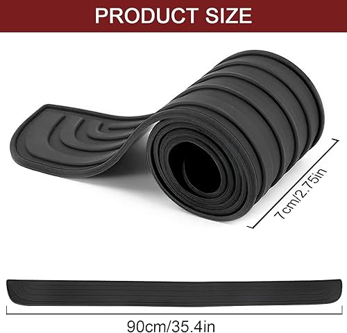 Protection de pare-chocs arrière de voiture en caoutchouc anti-rayures pour voiture, pickup, camion, VUS (noir, 91,4 x 6,7 cm) - Poukt