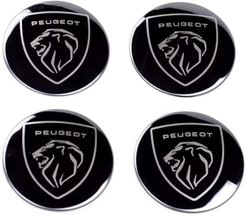 Autocollants Cache Moyeu Voiture pour Peugeot 307 206 308 408 508 2008 3008 4008 5008 4007 107 407 207 507 306, Enjoliveur Centre Roue Couvercle de Moyeu Badge Autocollants Tuning Accessoires Lot de 4 - Poukt