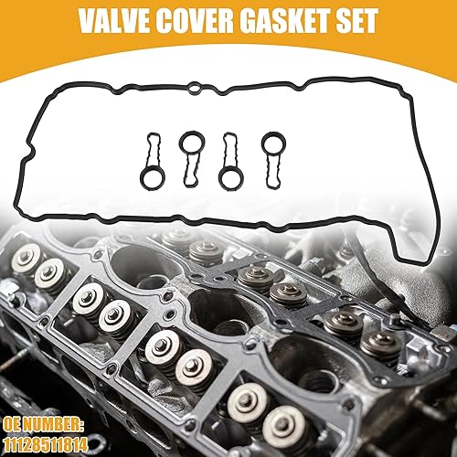 Partuto Ensemble de joints de couvercle de soupape de moteur cylindrique de remplacement No.11128511814 pour BMW Série 1 F20 2010-2015-Caoutchouc noir-1 ensemble - Poukt