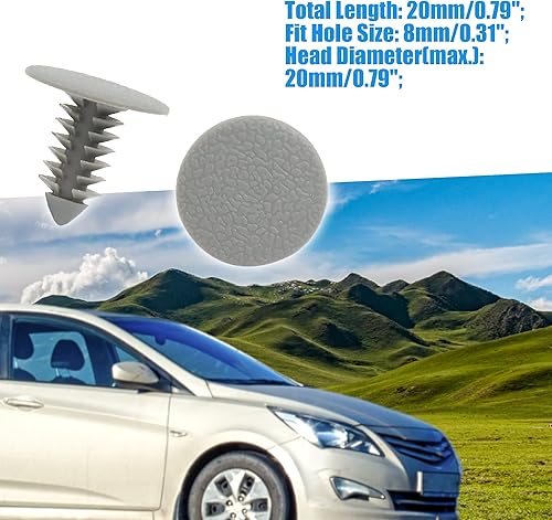 A ABSOPRO Plastique Garniture Clips 8mm Pare-Chocs Porte Rivets Fixation Gris (Ensemble de 50) - Poukt