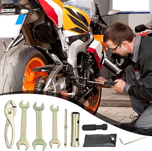 Jeu de clés et de douilles pour moto, trousse à outils pour moto | Outils d'entretien des scooters - Pince de réparation de Scooter à moteur, clé pour prise de bougie d'allumage de motoneige avec sac - Poukt