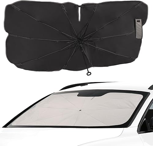 OVOISSTIY Pare Soleil Voiture Pare Brise Avant, 145x80cm Pliable Parapluie Pare Soleil Voiture, Isolation Thermique Voitures Intérieure, UV Protection Brise Soleil pour la Plupart des Auto & SUV - Poukt