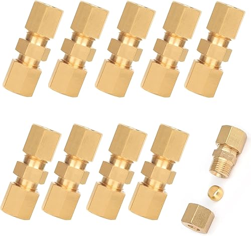 GIONAR 10PCS Connecteur de Ligne de Frein, 3/16' Raccords de Tuyau de Frein, Kit Reparation Frein, Matériau en Laiton,Connecteur Raccords Autobloquant pour Tuyau Frein de 4,75mm - Poukt