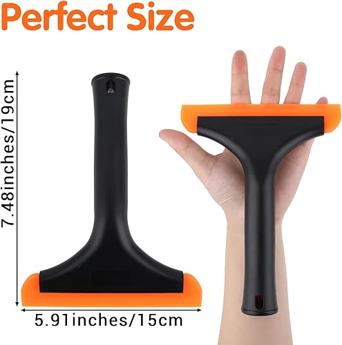 1 petite raclette en silicone souple multifonction pour pare-brise de voiture avec lame de 15 cm pour porte en verre miroir (noir orange) - Poukt