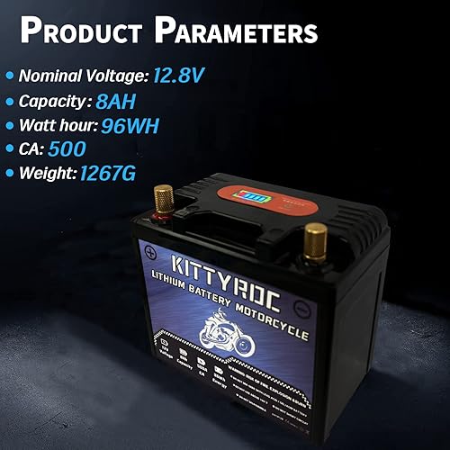 KITTYROC 12V Lithium Moto Batteries 8Ah 500A, LiFePO4 Batteries with Smart BMS, Replacement ATV, UTV, Moto, Lawn Mower, Jet Ski, Snowmobile, 4 Wheeler, Tractor, Scooter and Generator Batteries - Poukt