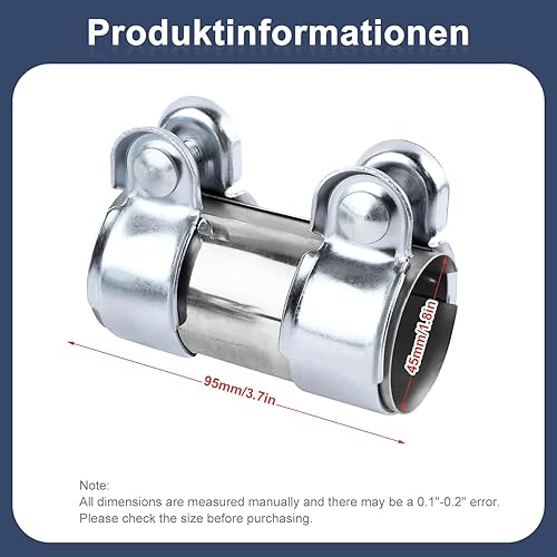Collier Echappement Raccord de Tuyau D'Échappement Manchon Echappement 45x125mm Collier de Serrage Double pour Tuyau D'Échappement de Silencieux En Acier Inoxydable pour Voiture Moto Camions - Poukt