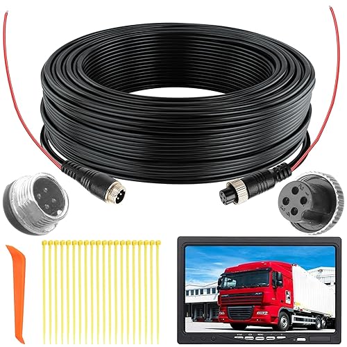 8M Câble D'extension de Caméra de Recul Cable Aviation 4 Broches Mâle vers Femelle Rallonge Câble Vidéo Camera de Recul Universel pour Moniteur Systèmes de Recul avec 20 Serre-câbles et Outils - Poukt
