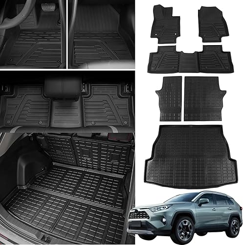 Bomely Tapis de Sol compatibles avec Toyota Rav4 2019, 2020, 2021, 2022, 2023, 2024, 2025, Housse de Protection de siège arrière, Accessoires Toyota Rav4 (Tapis de Dossier, Tapis de Coffre, Tapis de - Poukt