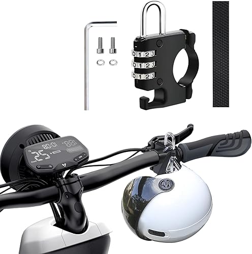 deemars Verrouillage de Casque de Moto, Casque Verrouillage de Sécurité en Métal avec Déverrouillage de Code d’Accès, Alliage d’Aluminium Serrures Universel pour 22mm-28mm Poignée Bar Moto - Poukt