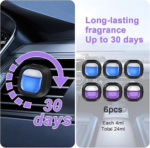 vsshe Désodorisant pour Voiture à Clip, 2 Parfums, Désodorisant pour Voiture, Lot de 6, Parfum Longue Durée, Désodorisant Essentiel pour Voiture Sel de mer Sauge + Mandarine Verte - Poukt