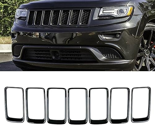 KYYET Lot de 7 anneaux de grille de pare-chocs avant pour Grand Cherokee 2014 2015 2016 Noir brillant - Poukt