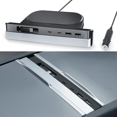 Tesla Hub USB pour Tesla Model 3 Highland 2024+/Model Y Juniper 2025+, Câble Rétractable à Recharge Ultra Rapide 45W, Câble de Charge Rétractable pour Adaptateur de Console Centrale Tesla - Poukt