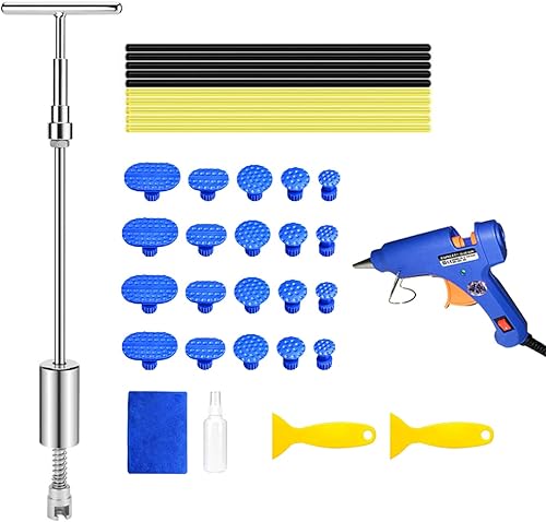 MENQANG Outil Débosselage sans Peinture Kit de Suppression de réparation de dent sans Peinture 36pcs Outils de réparation de dent de Voiture Professionnelle Kits d'extracteur de Pont - Poukt
