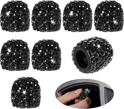 Gjinxi Lot de 8 bouchons de valve de pneu en cristal diamant en strass Accessoires de voiture pour femmes Bling Crystal Wheel Tire Stem Caps Universal Tire Valve Caps for Cars Trucks and Motos - Poukt
