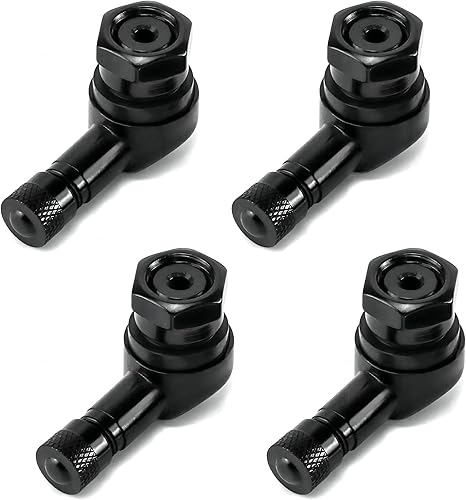 Ensemble de 4 Adaptateurs de Valve d'angle à 90 Degrés en Alliage d'Aluminium pour Maintenir et Détecter la Pression des Pneus, Accessoire Pratique pour Motos et Voitures - Poukt