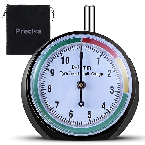 Jauge Profondeur Pneu, 0-11mm, Tige de Mesure Ronde, Jauge de Pneu avec Affichage de la Valeur en Couleur, Preciva Outils et équipements pour Voitures - Poukt
