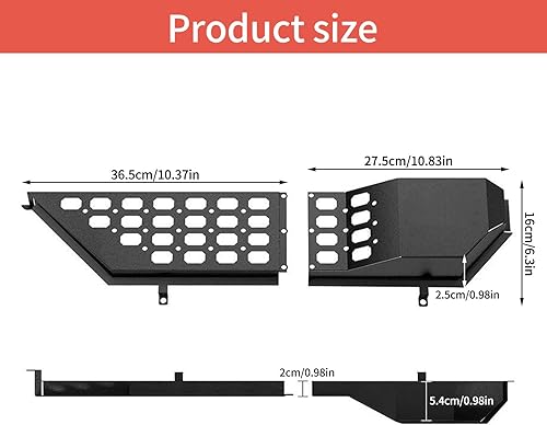 Lot de 4 boîtes de rangement pour porte avant, étagère en métal, insert latéral en métal, poche en filet, insert latéral de rechange, boîte de rangement, compatible avec Jeep Gladiator Wrangler JL JLU - Poukt