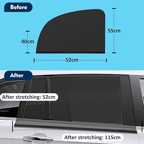 YERUUE Pare Soleil Voiture Bébé, 2 Pièces Cache Soleil pour Fenêtre Boiture Bebe Protege Soleil Voiture Bebe Bloquer Les Rayons UV Anti Moustiquaire pour 98% Toutes Les Voitures (Large Size) - Poukt